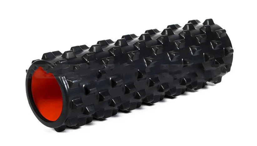 EVA foam roller muscle massage in black, length 45cm diameter 14cm for fitness use