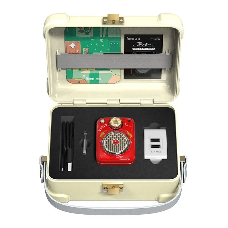FM Four in One Smart Bluetooth Speaker with FM radio in green, pink, red, or white colour options.