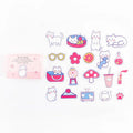 Korean INS wind box stationery stickers showing four character designs including Spring Outing Bear and Butter Rabbit