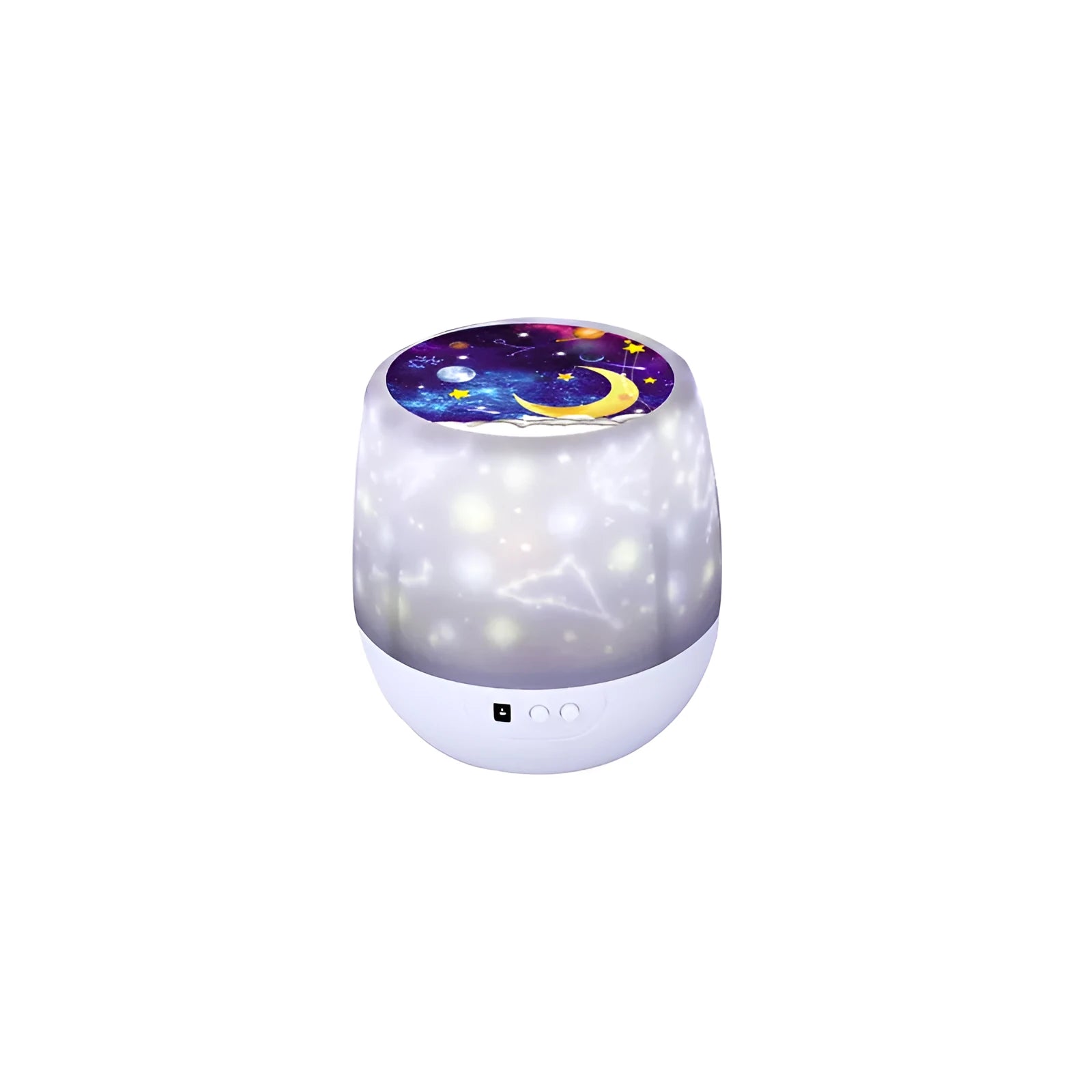 Pruixin PRX1363 rotating projector night light projecting star patterns on a wall.