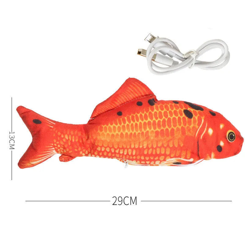 Simulation fish electric cat toy USB charging beating fish plush in red carp colour