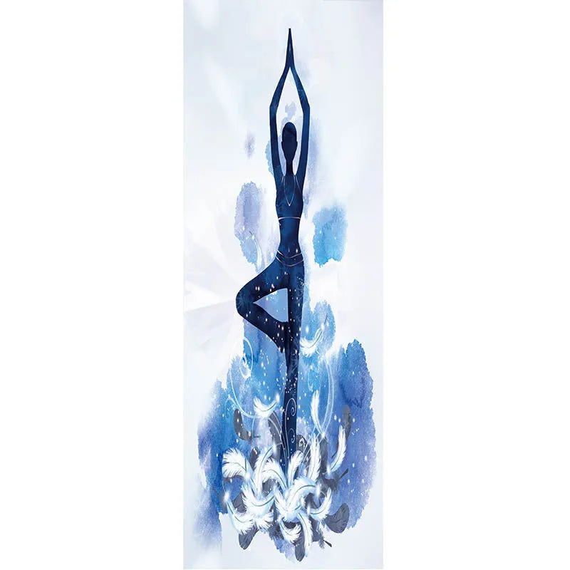 Printed yoga mat drape in exotic colour pattern, superfine fibre 185x65cm sweat-absorbent towel on yoga mat