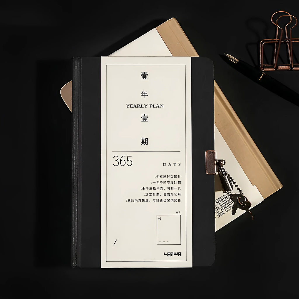 A5 hardcover locked diary notebook showing beige camel and ya black colour options