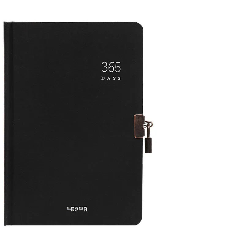 A5 hardcover locked diary notebook showing beige camel and ya black colour options