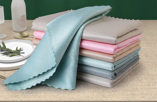 Microfiber dish cloth set for kitchen cleaning, available in multiple sizes and colours