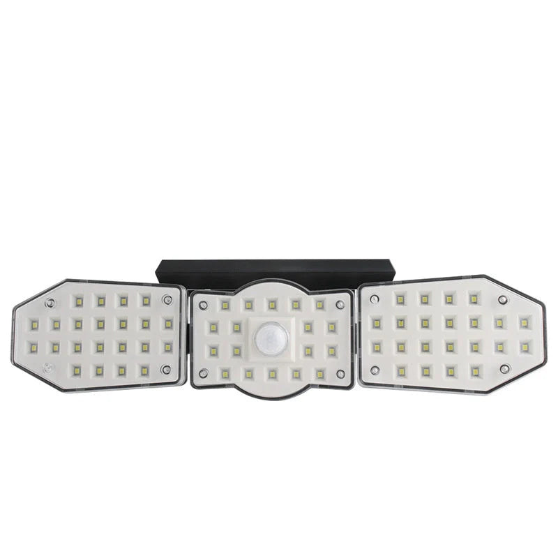 Adjustable three-sided rotating LED solar wall light in black