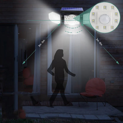 Adjustable three-sided rotating LED solar wall light in black