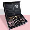 24-piece 304 stainless steel cutlery set in gift box with hemp wheel light finish