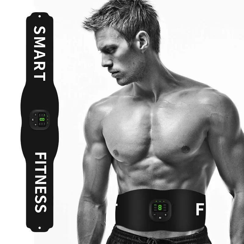 Anmeier FS88 smart fitness massage belt in black with LED display and EMS technology for abdominal and leg muscle training