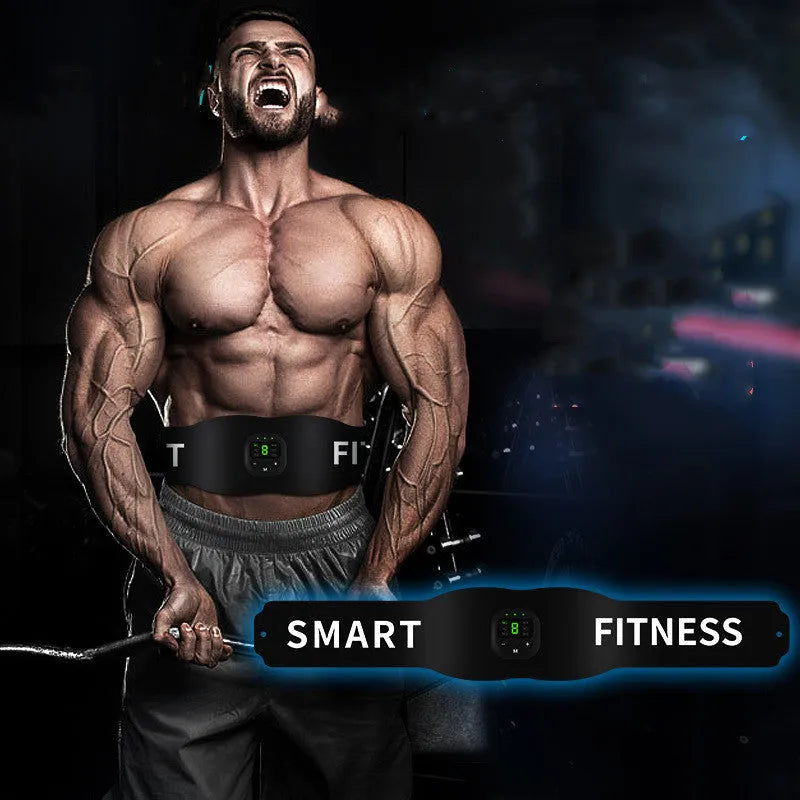 Anmeier FS88 smart fitness massage belt in black with LED display and EMS technology for abdominal and leg muscle training
