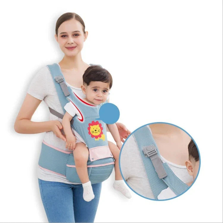 Multifunctional baby carrier with versatile 3-in-1 design, protective back panel, and large storage compartment