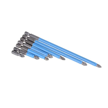 7-piece PH2 anti-slip magnetic cross electric drill bits set in silver
