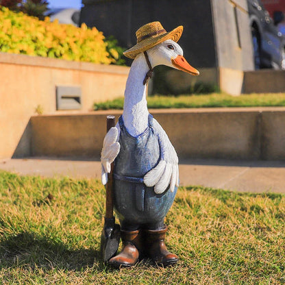 Flexible resin duck statue for outdoor garden decoration, waterproof and sunscreen resistant