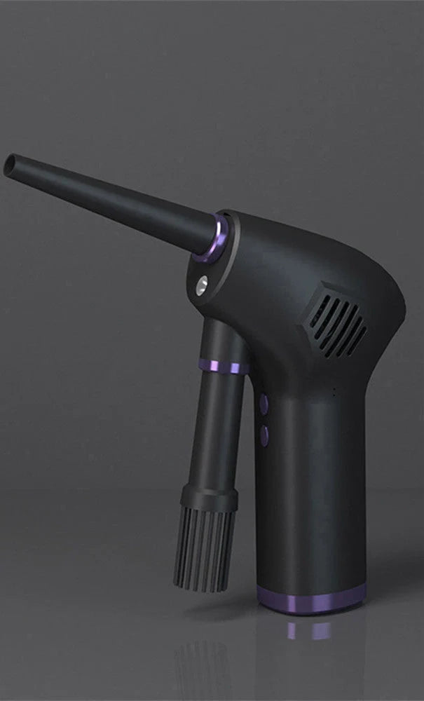 Cordless air duster with withdrawable nozzle for electronics cleaning