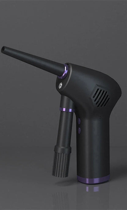 Cordless air duster with withdrawable nozzle for electronics cleaning