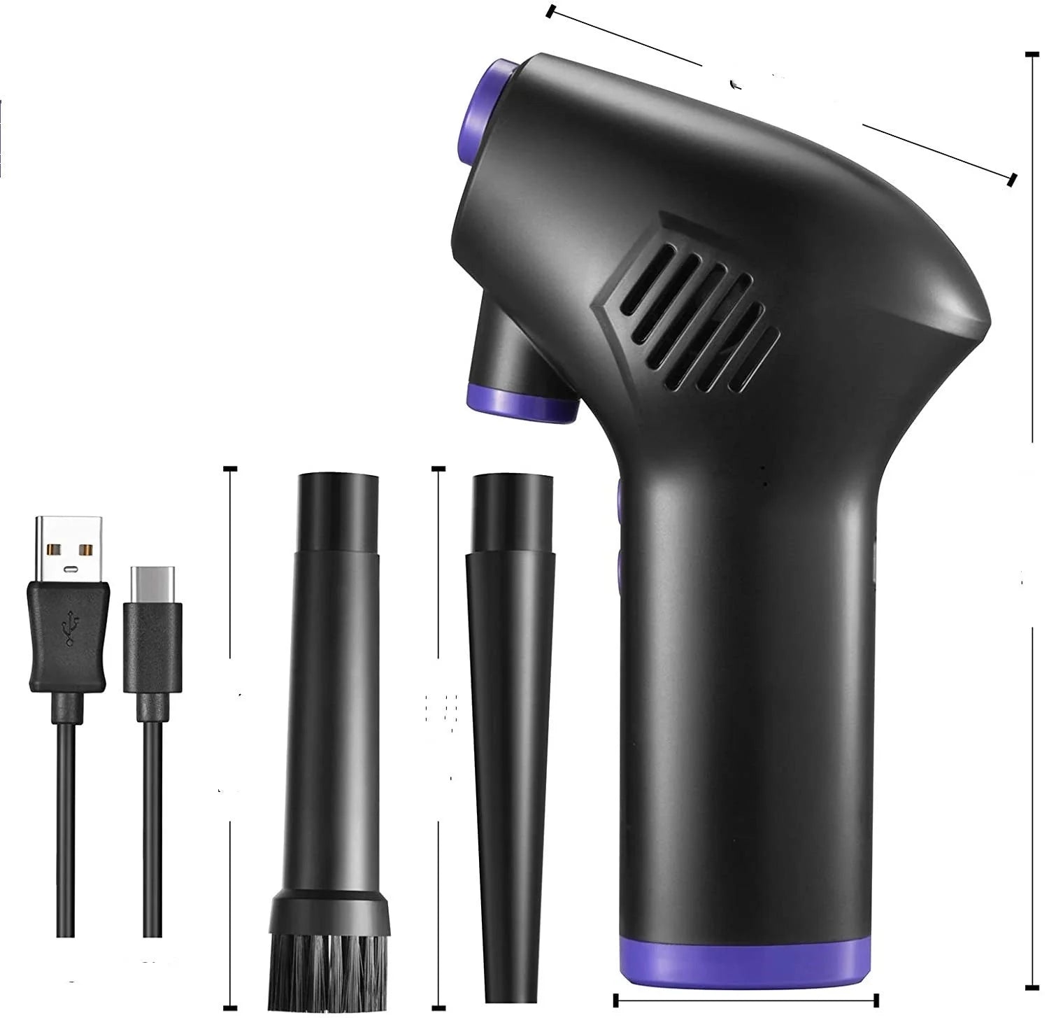 Cordless air duster with withdrawable nozzle for electronics cleaning