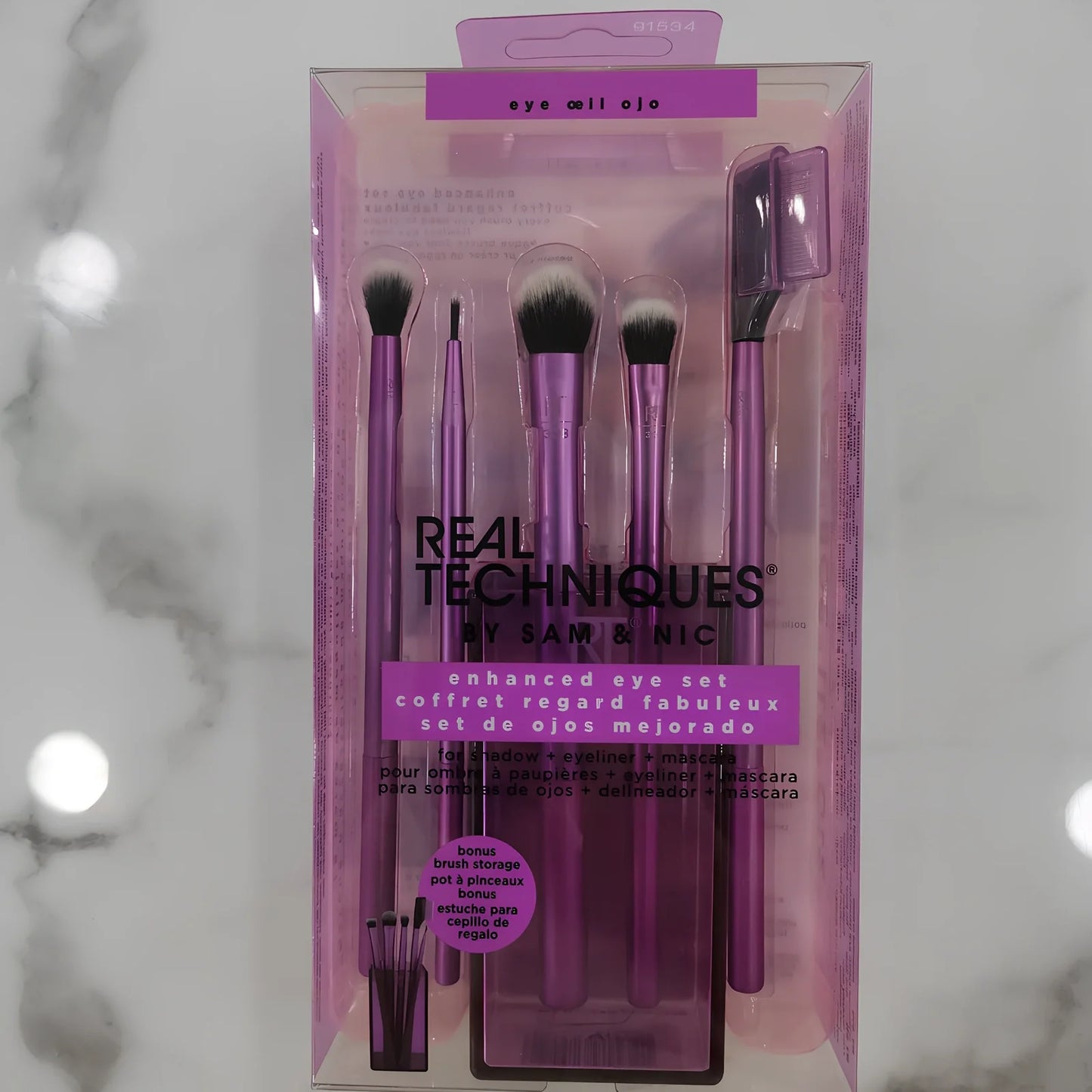 5-piece golden handle makeup brush set including powder, paint, highlight, and eyeshadow brushes, total 120g weight