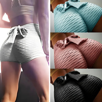 Women's jacquard fitness shorts in navy blue, size M with 35 cm hips and 25 cm length, cotton polyester blend for gym use