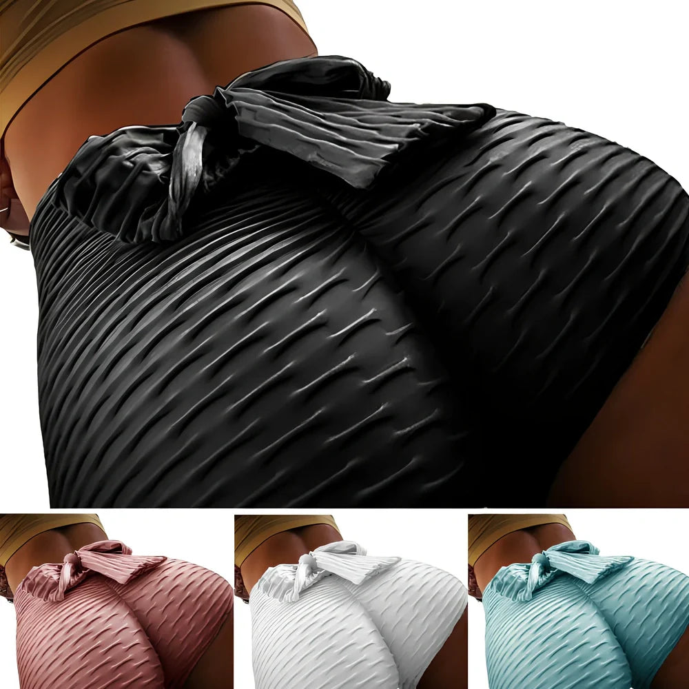 Women's jacquard fitness shorts in navy blue, size M with 35 cm hips and 25 cm length, cotton polyester blend for gym use