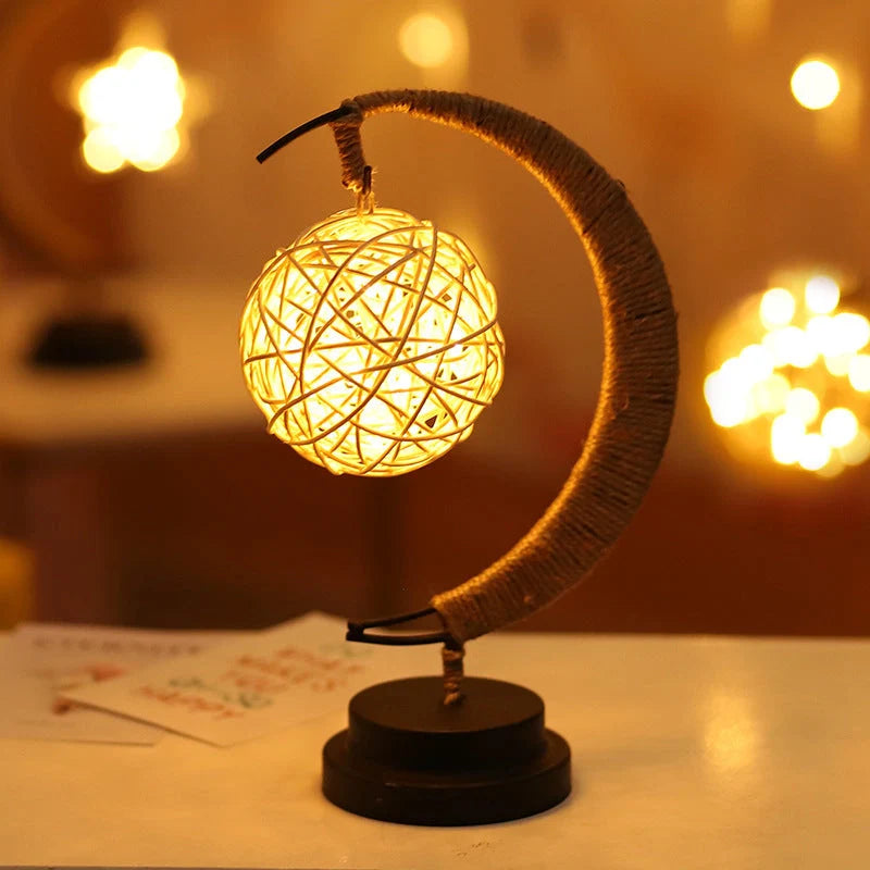 Moon Light LED Copper Wire Lamp with star and apple glass pendants