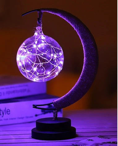 Moon Light LED Copper Wire Lamp with star and apple glass pendants