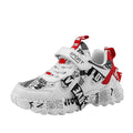 Children's Velcro sports sneakers in beige blue with thick rubber soles