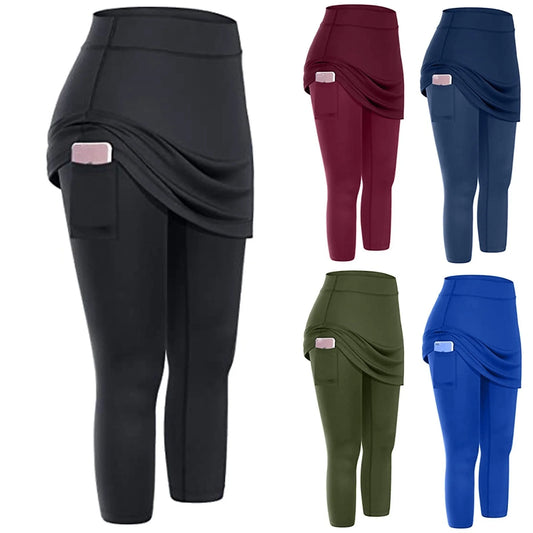 Women's tennis skirted leggings with side pocket in various colours