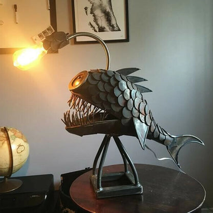 Anglerfish Lamp Floor-standing Retro Art Table Lamp with flexible head and rustic finish