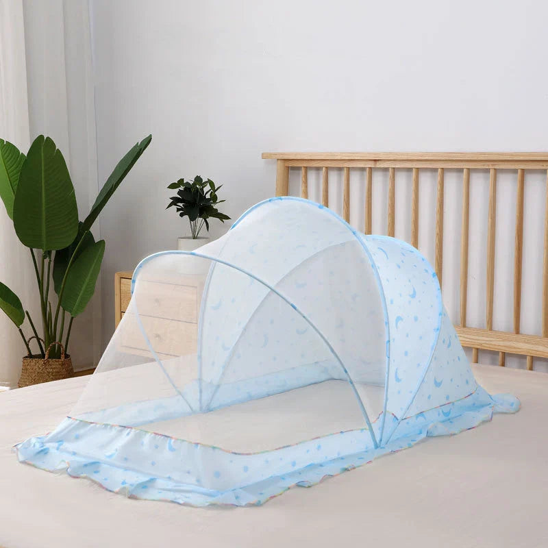 Foldable mosquito net for infants and children's beds in elegant grey