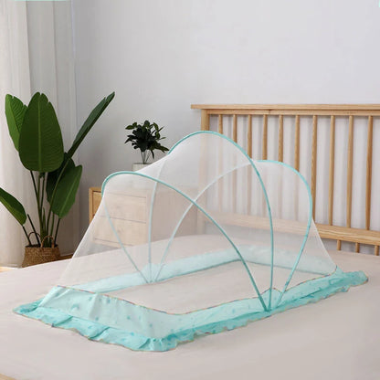Foldable mosquito net for infants and children's beds in elegant grey