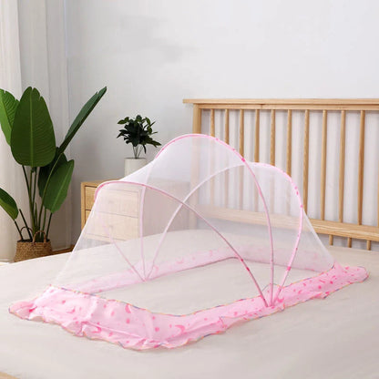 Foldable mosquito net for infants and children's beds in elegant grey