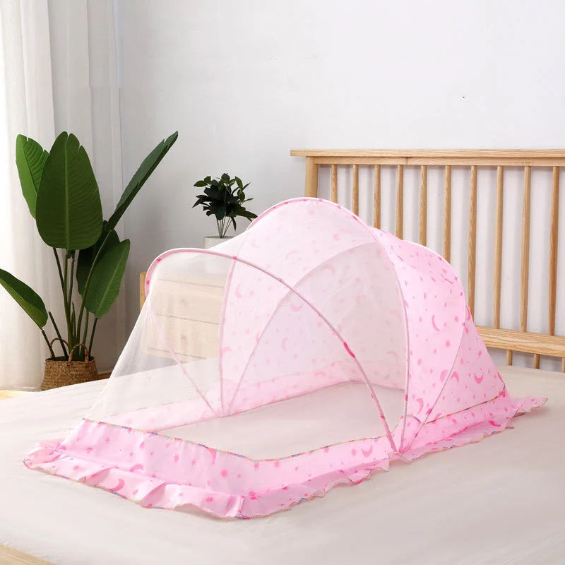 Foldable mosquito net for infants and children's beds in elegant grey