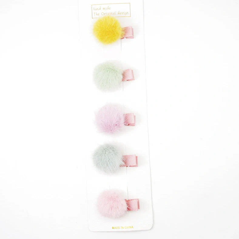 Children's hair ball hairpin with side clip, geometry shape, candy colours and rainbow elements