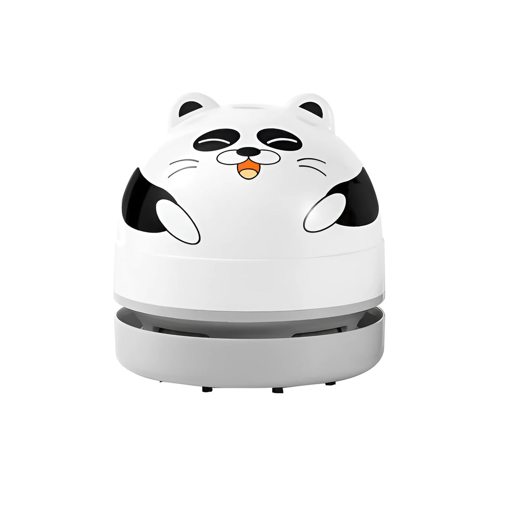 Handheld grey and orange USB mini vacuum cleaner with flat nozzle for cleaning keyboards and desktops.