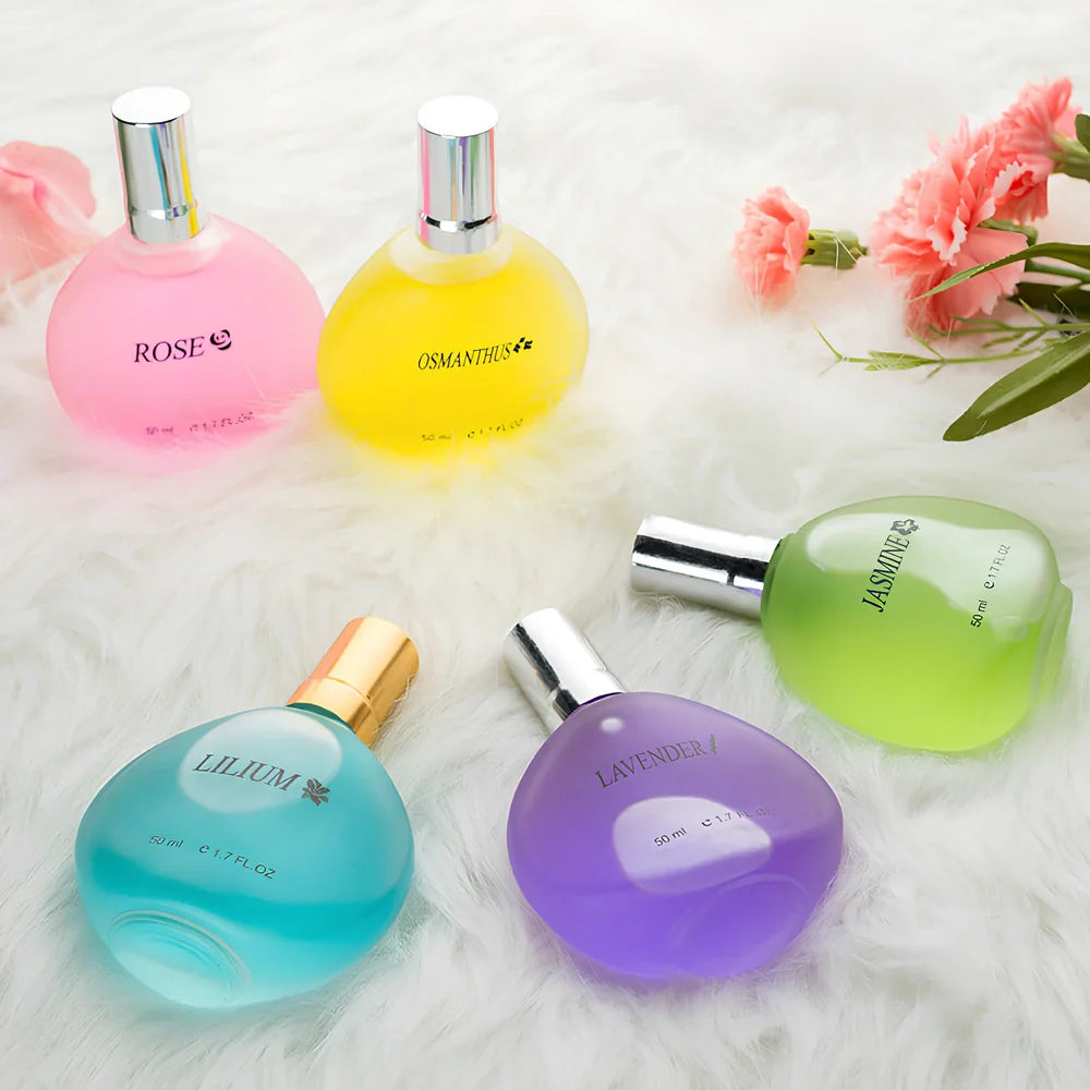 Women's floral perfume set with 50ml jasmine, rose, osmanthus, lily, lavender bottles light 3-7% scents