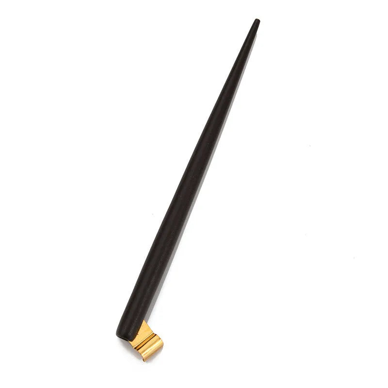 Wood and resin calligraphy dip pen with straight and inclined nib holders and six stainless steel replacement nibs