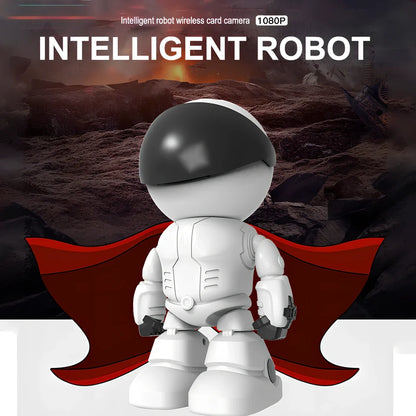 White WiFi IP security camera with 355° pan tilt, 1080P lens, and infrared night vision for indoor home surveillance, weighing 223g