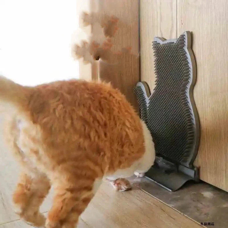 Cat self massage brush with catnip for shed hair removal and stress relief