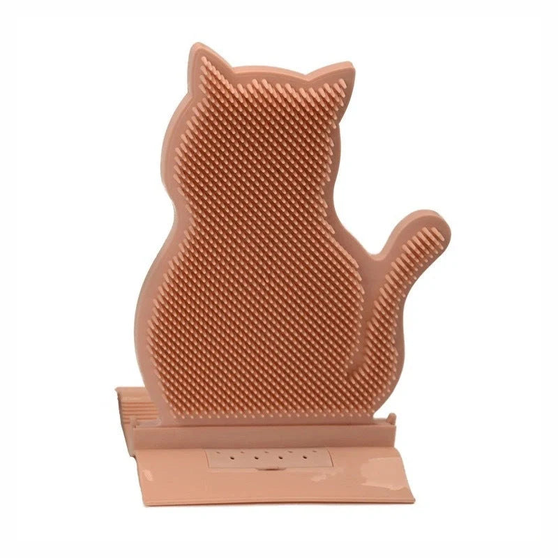 Cat self massage brush with catnip for shed hair removal and stress relief