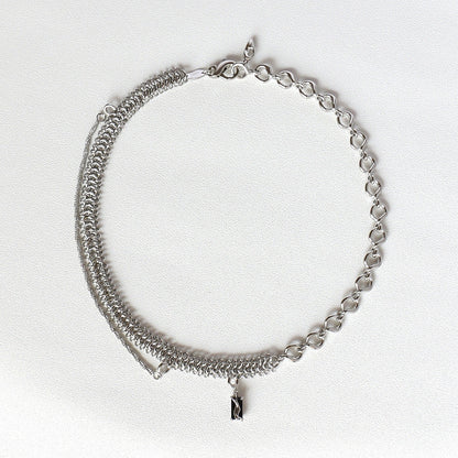 Frosty Wind Necklace: Platinum plated clavicle chain with unique stitching detail