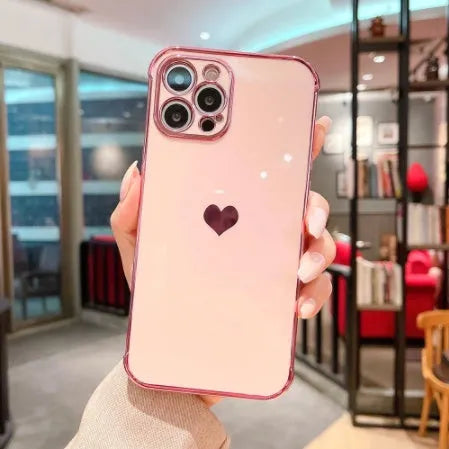 Electroplating love airbag anti-fall TPU iPhone case in multiple colours