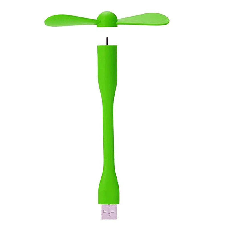 Mini USB fan with bendable bamboo dragonfly design in various colors