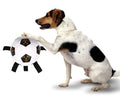 White 17cm TPU pet ball toy with attached rope for dog fetch and training