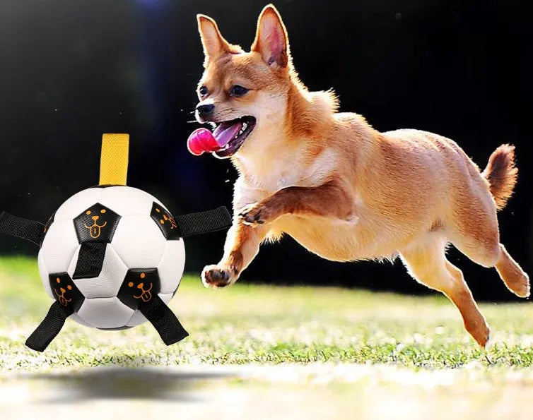 White 17cm TPU pet ball toy with attached rope for dog fetch and training
