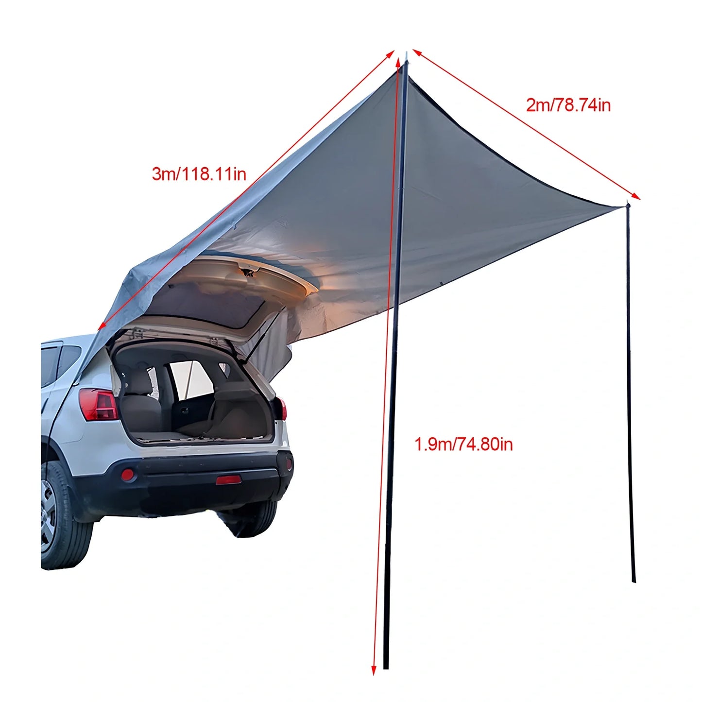 Silver grey camping tent with iron pipe frame and waterproof Oxford cloth construction