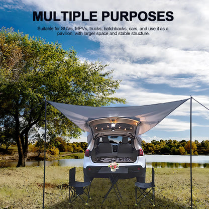 Silver grey camping tent with iron pipe frame and waterproof Oxford cloth construction