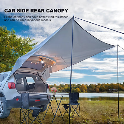 Silver grey camping tent with iron pipe frame and waterproof Oxford cloth construction