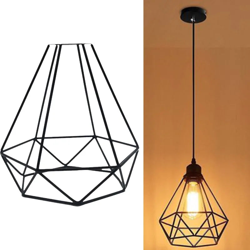 Black iron Nordic retro style chandelier with a modern simple design hanging from a ceiling