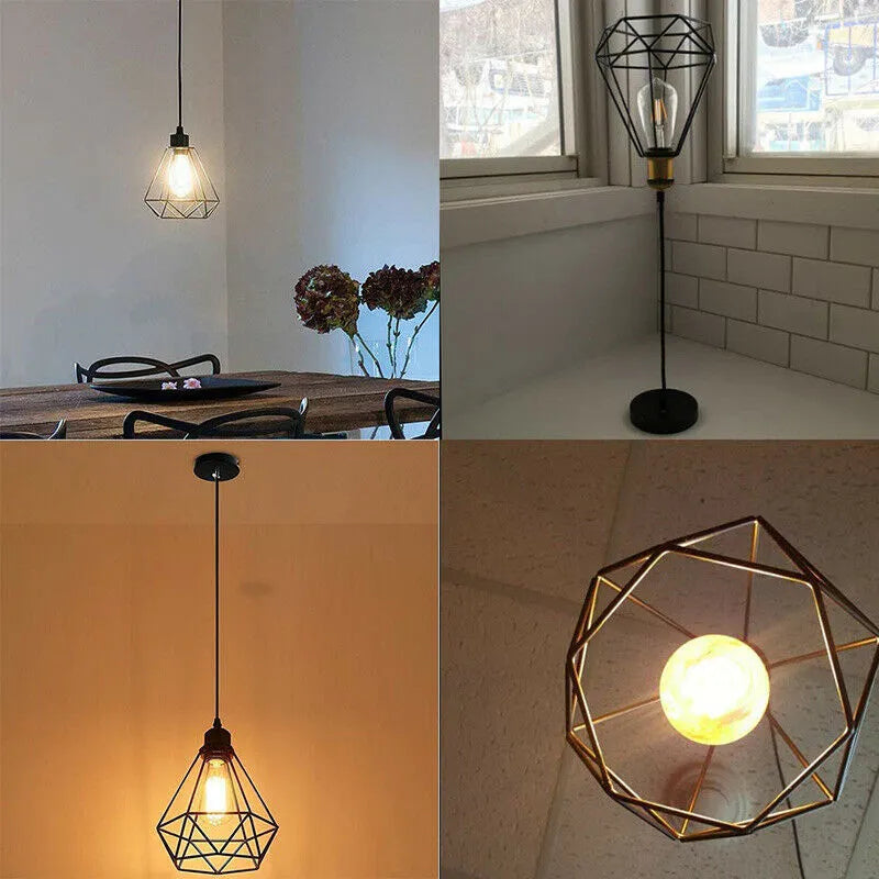 Black iron Nordic retro style chandelier with a modern simple design hanging from a ceiling