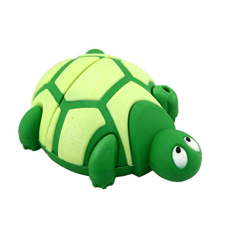Creative Cartoon Turtle USB Flash Drive in Green with a plastic shell and USB connector visible